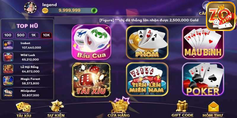 Tải game bài đổi thưởng cùng ZOWIN